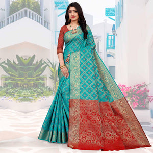 Blue Festive Wear Woven Silk Saree With Patola Rich Pallu - Peachmode