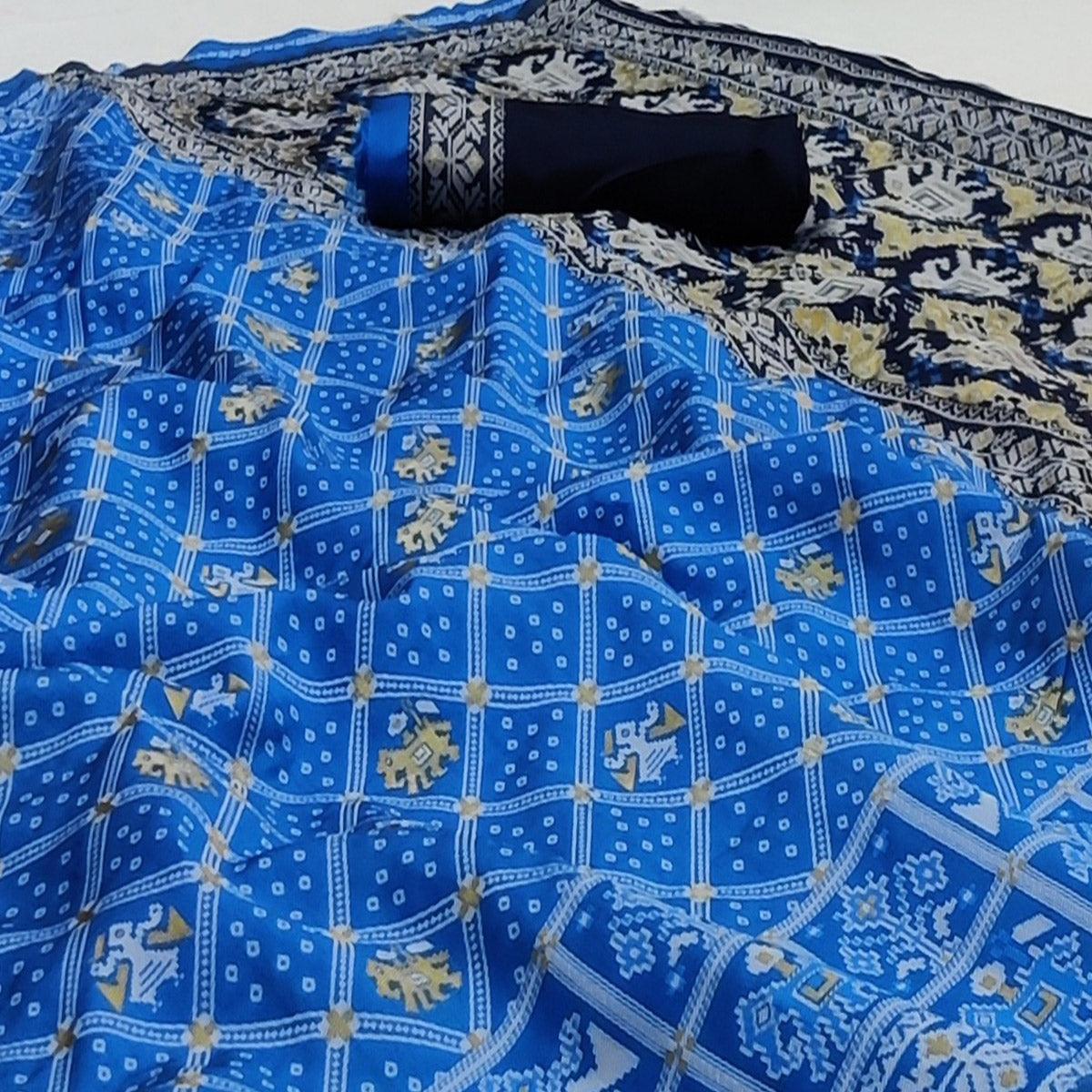 Blue Festive Wear Woven Soft Silk Patola Saree - Peachmode