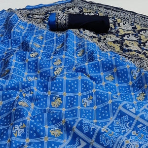 Blue Festive Wear Woven Soft Silk Patola Saree - Peachmode