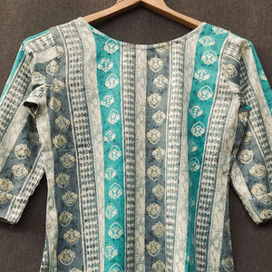 Blue Floral Printed Rayon Top - Peachmode