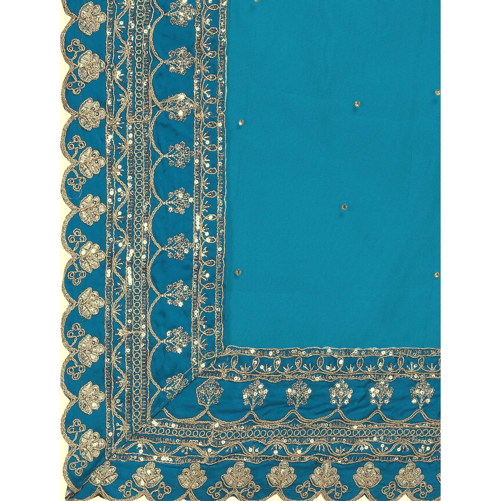 Blue Party Wear Sequence Embroidered Silk Lehenga Choli - Peachmode