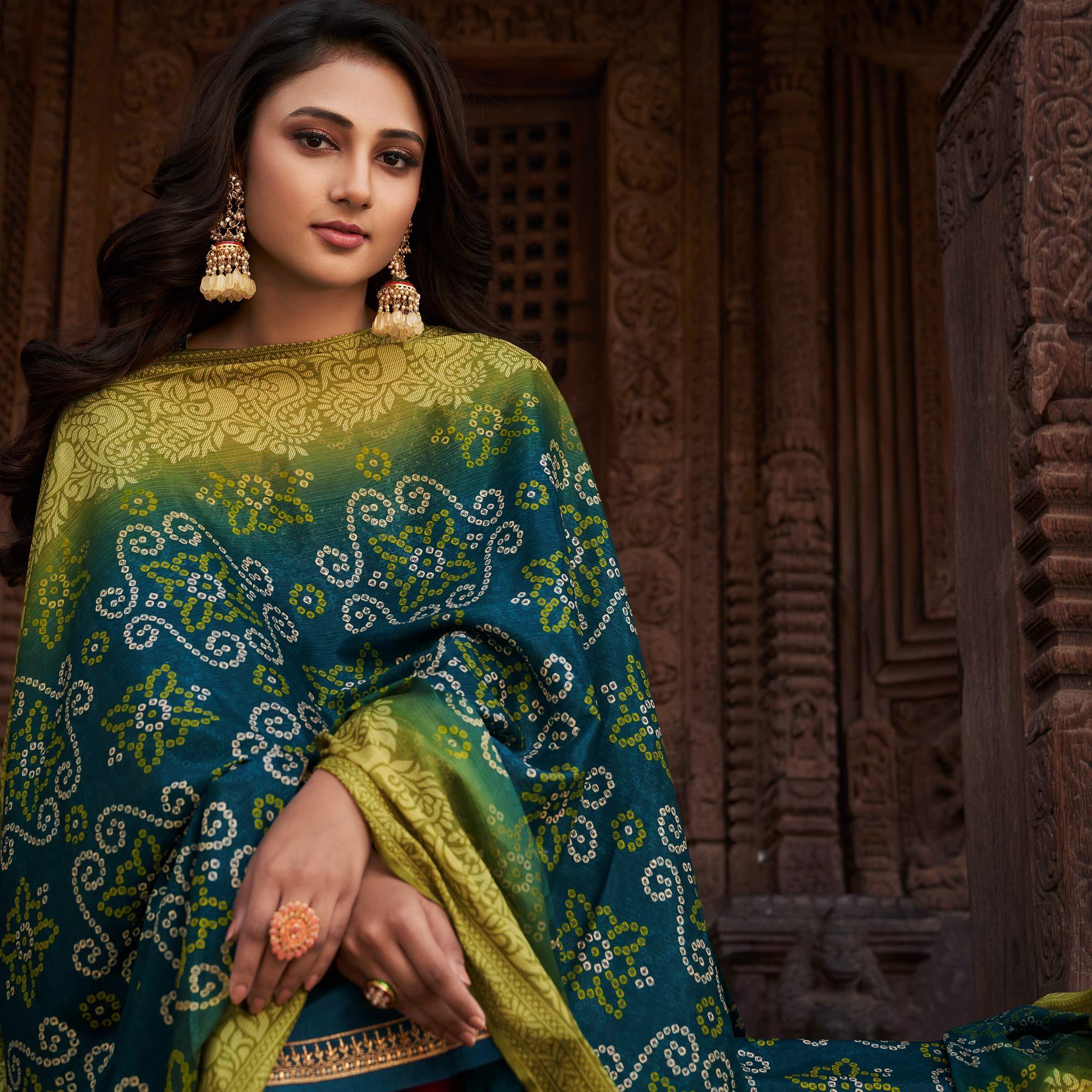Blue Partywear Embroidered Chinon chiffon Suit - Peachmode