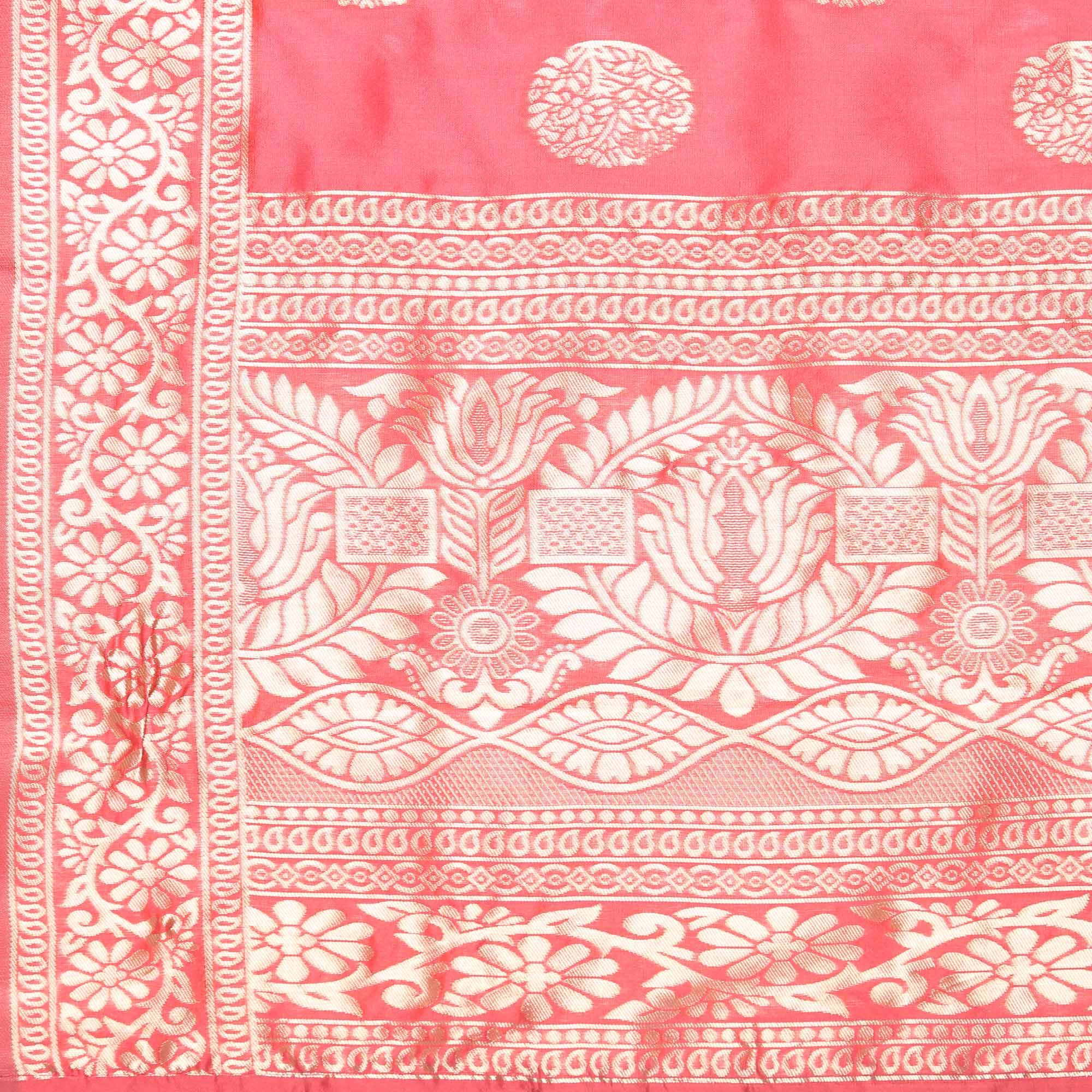 Blue-Red Festive Wear Woven Jacquard Lehenga Choli - Peachmode