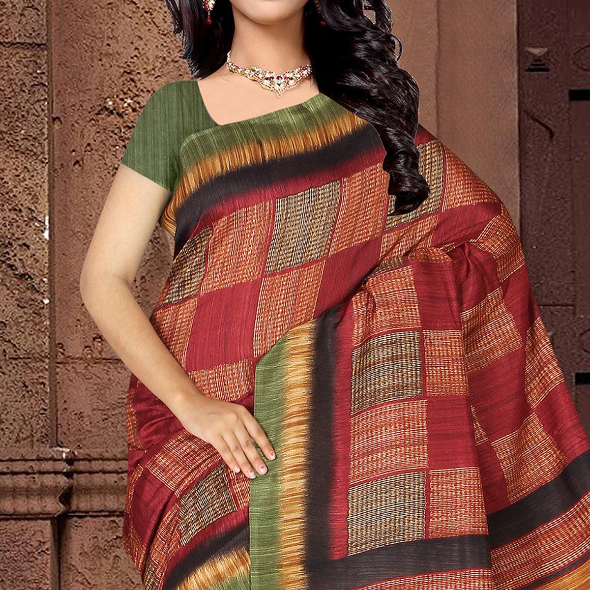 Breathtaking Multi Colored Casual Wear Printed Silk Saree - Peachmode