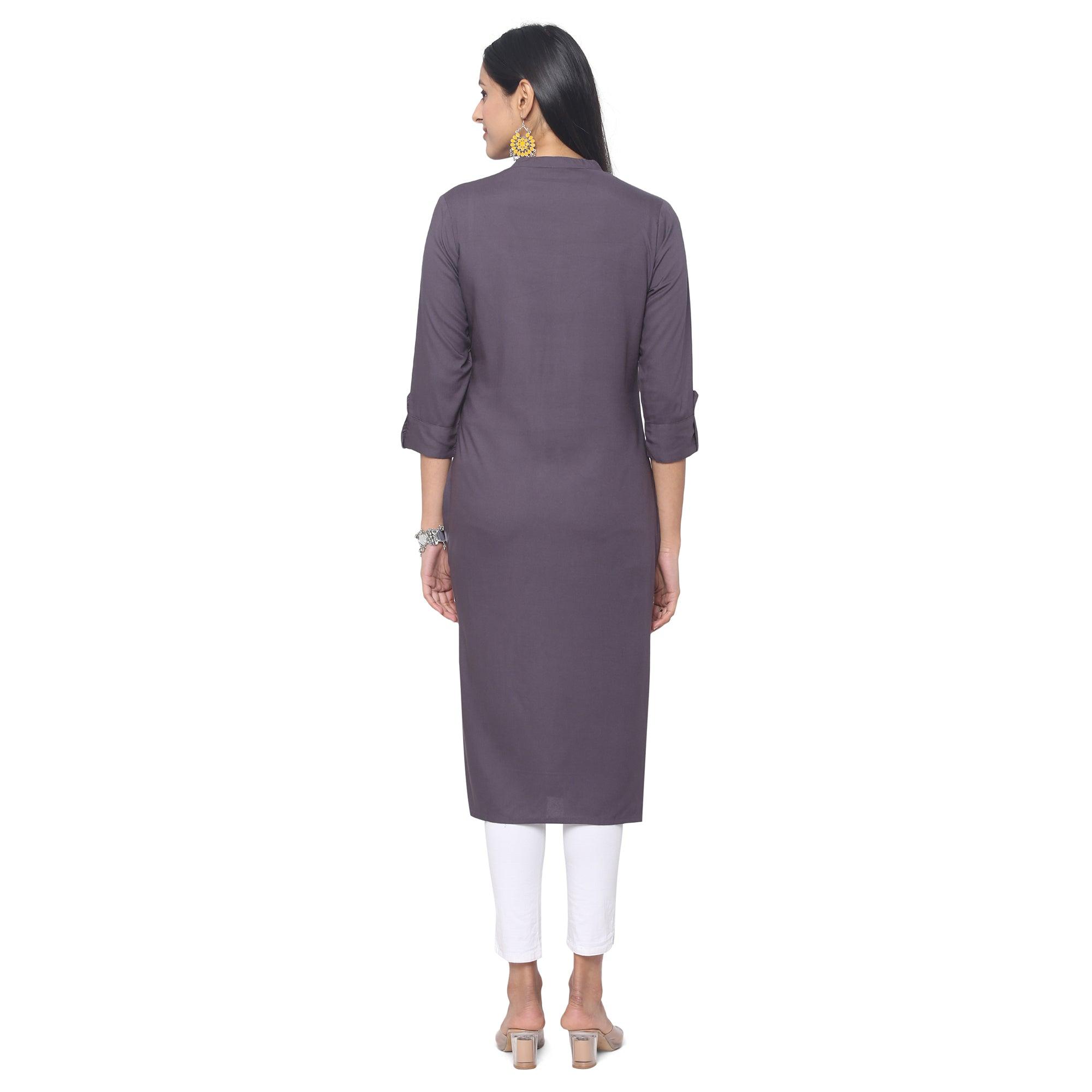 Brown Casual Wear Printed Rayon Kurti - Peachmode