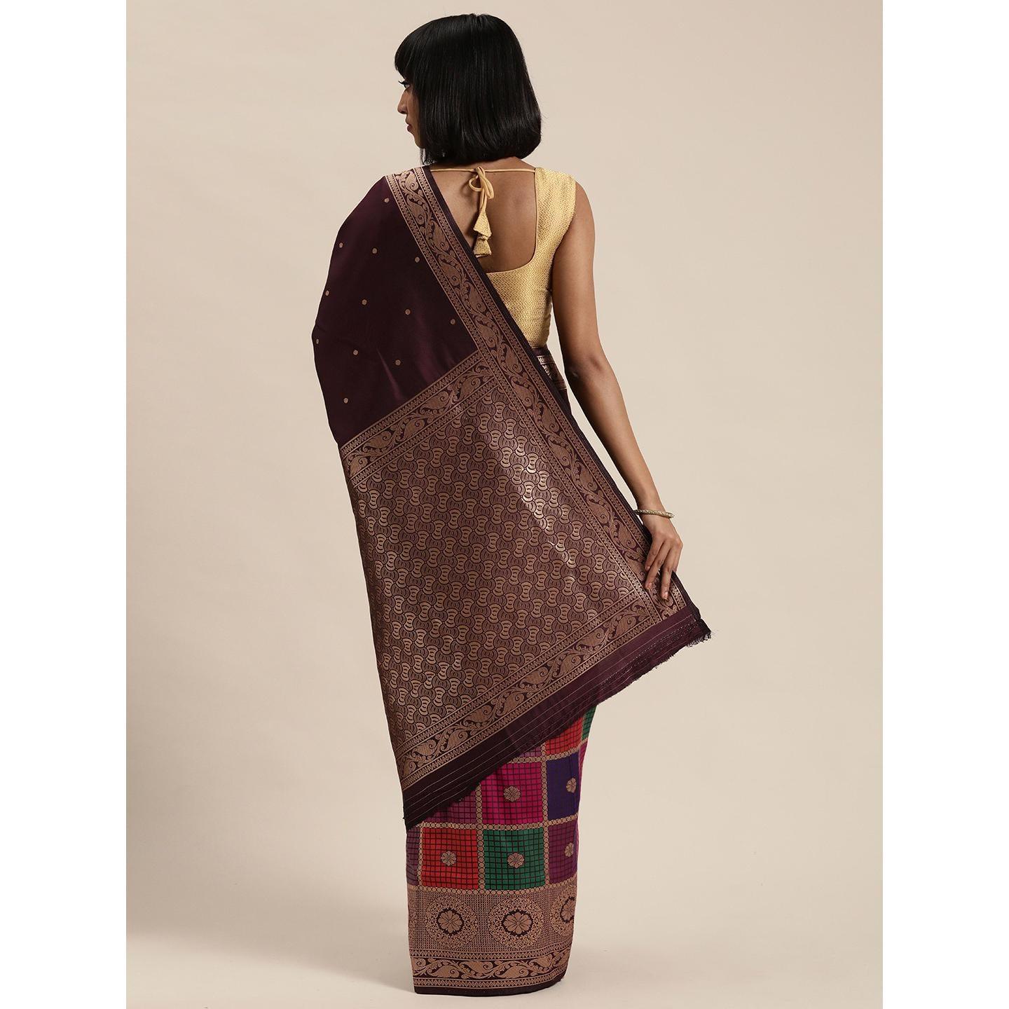 Brown Festive Wear Woven Kanjivaram Silk Saree - Peachmode