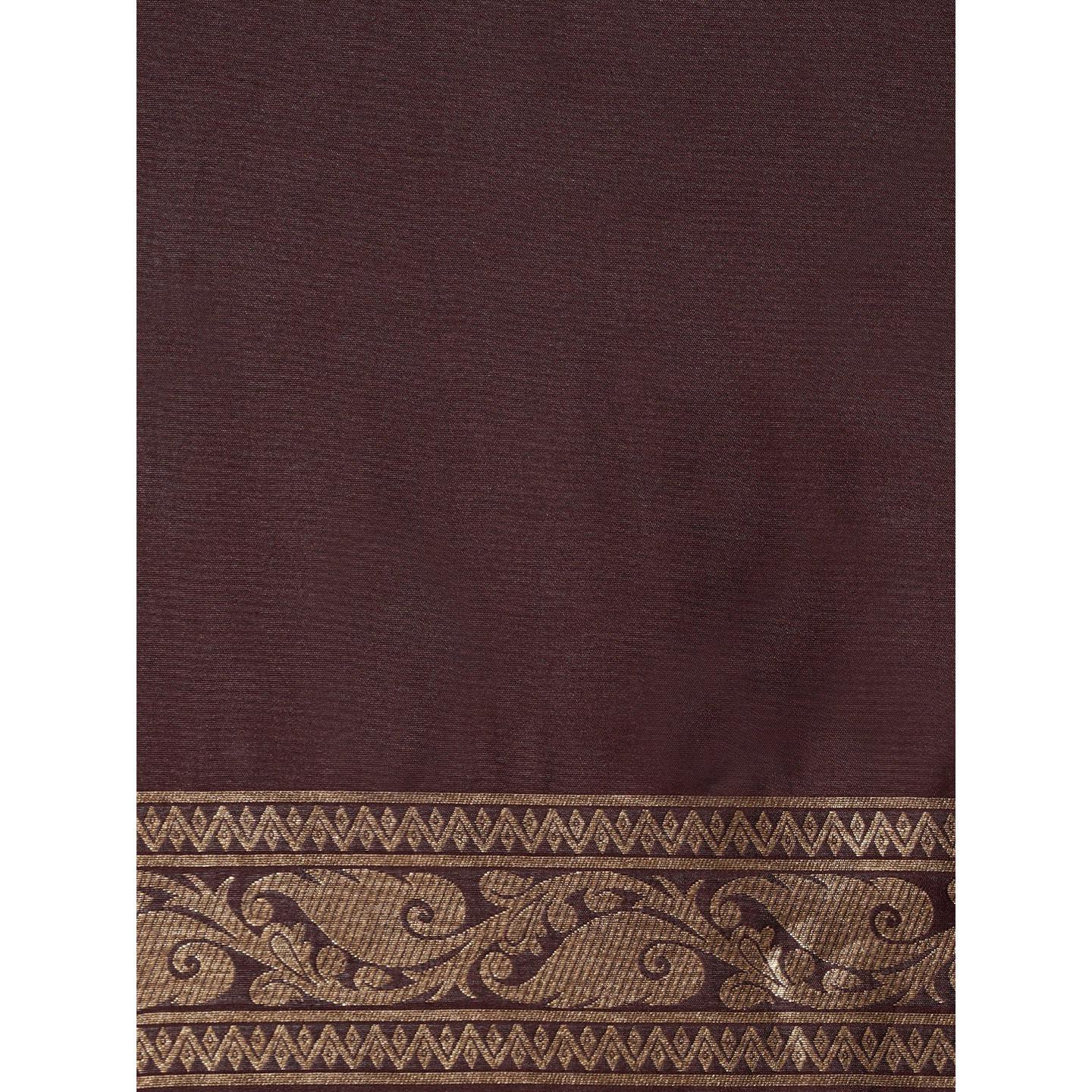 Brown Festive Wear Woven Kanjivaram Silk Saree - Peachmode