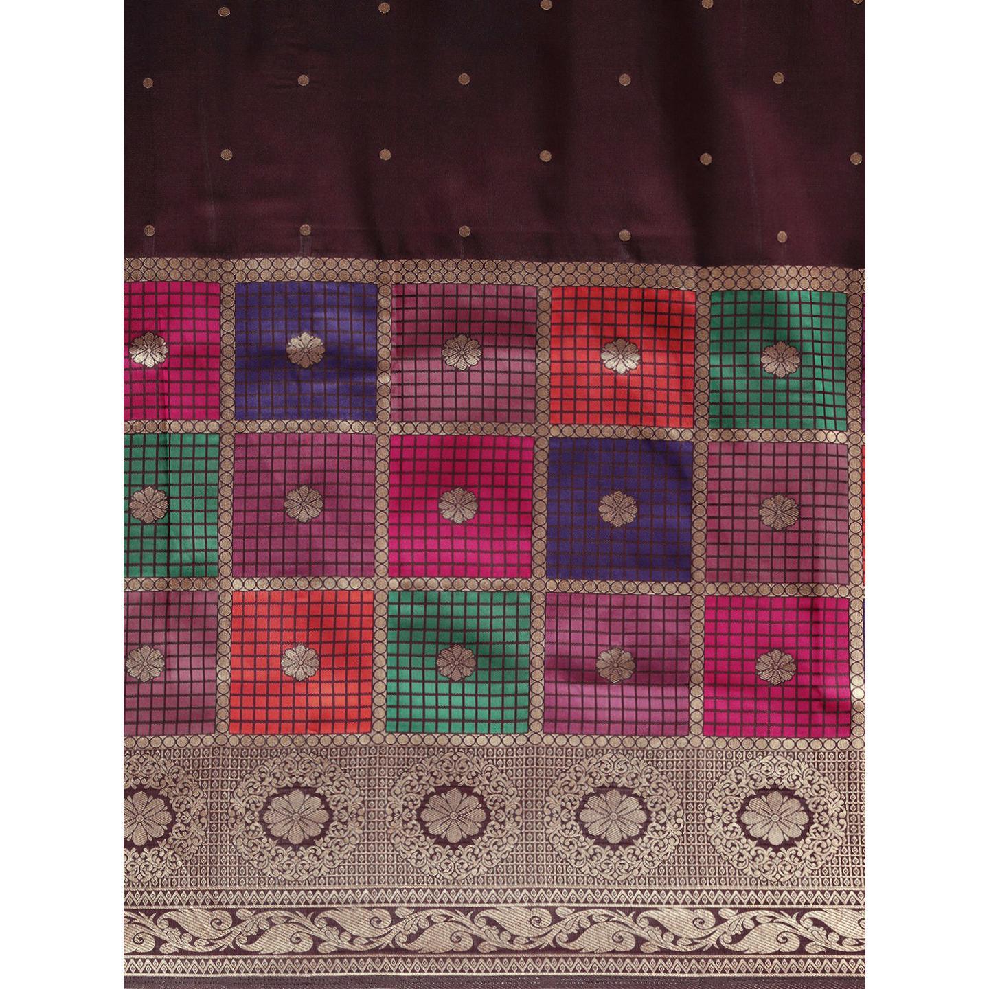 Brown Festive Wear Woven Kanjivaram Silk Saree - Peachmode