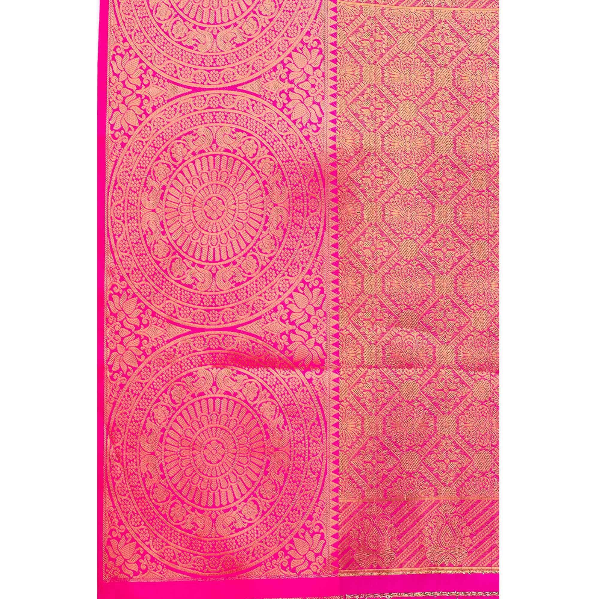 Brown Woven Banarasi Silk Saree - Peachmode