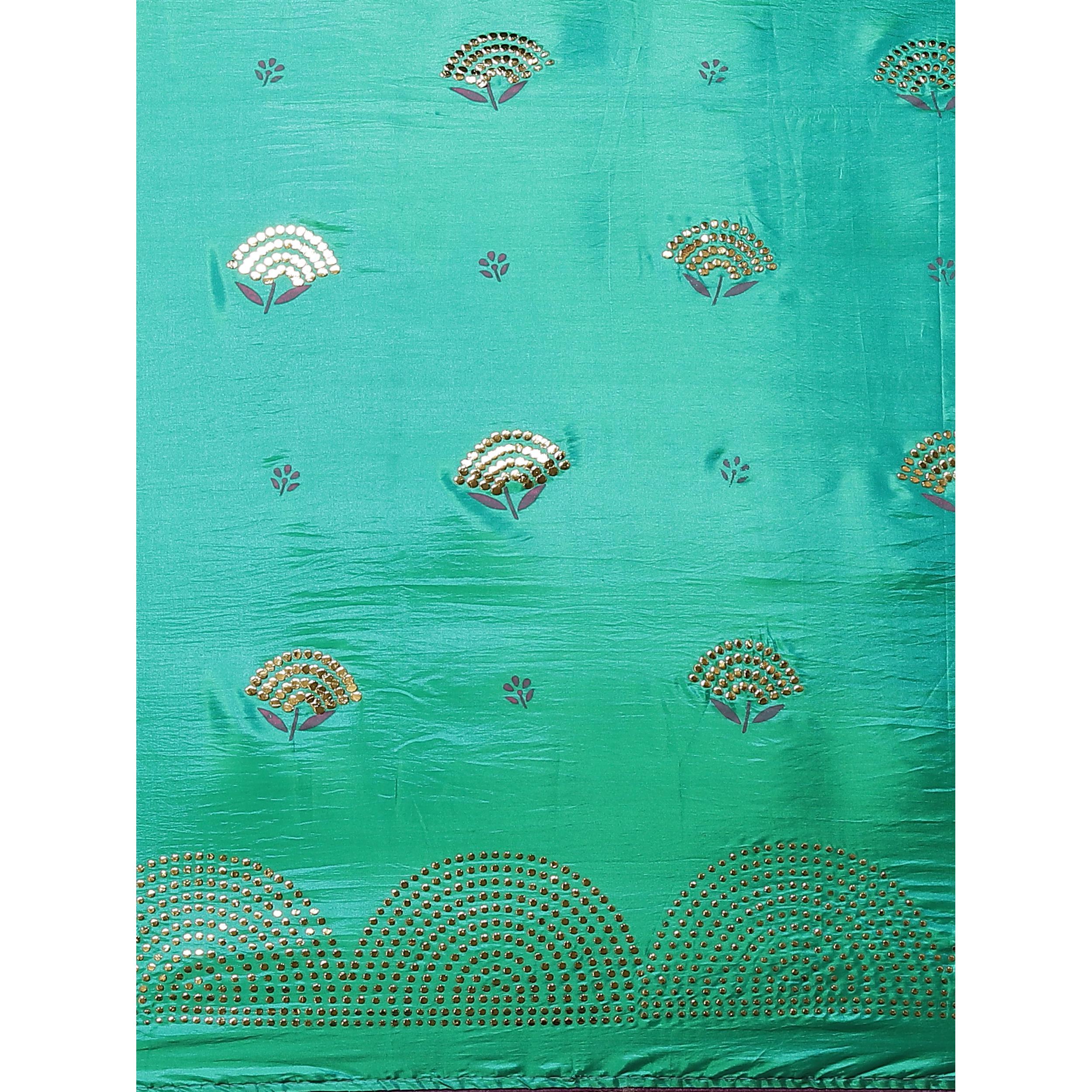 Capricious Green Colored Festive Woven Silk Blend Saree - Peachmode