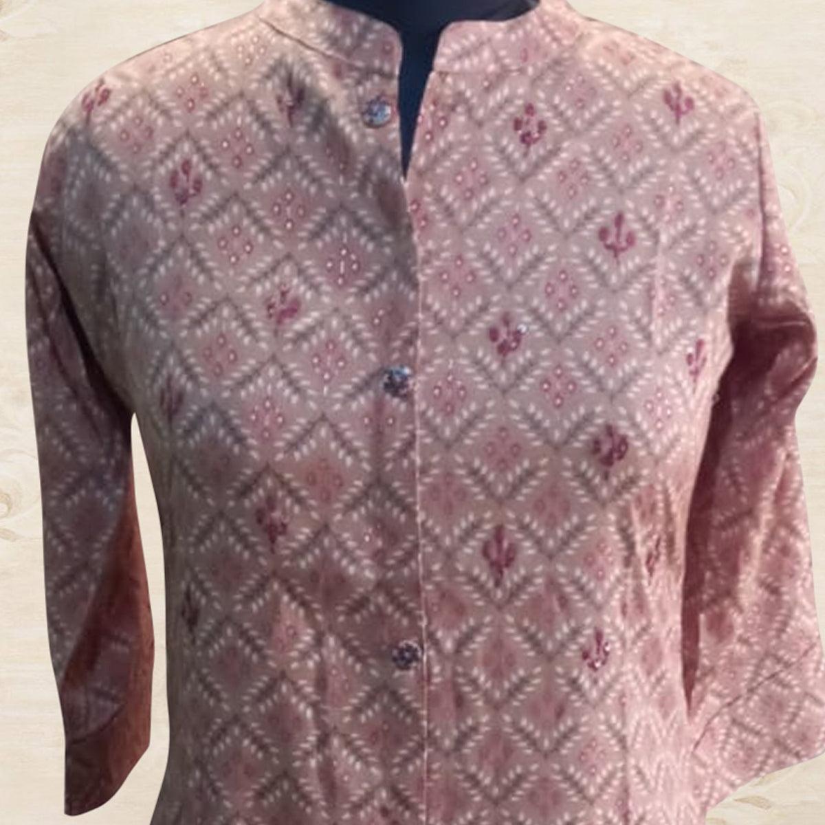 Capricious Light Peach Colored Casual Wear Printed Cotton Kurti - Peachmode