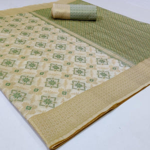 Captivating White Colored Festive Wear Woven Silk Saree - Peachmode