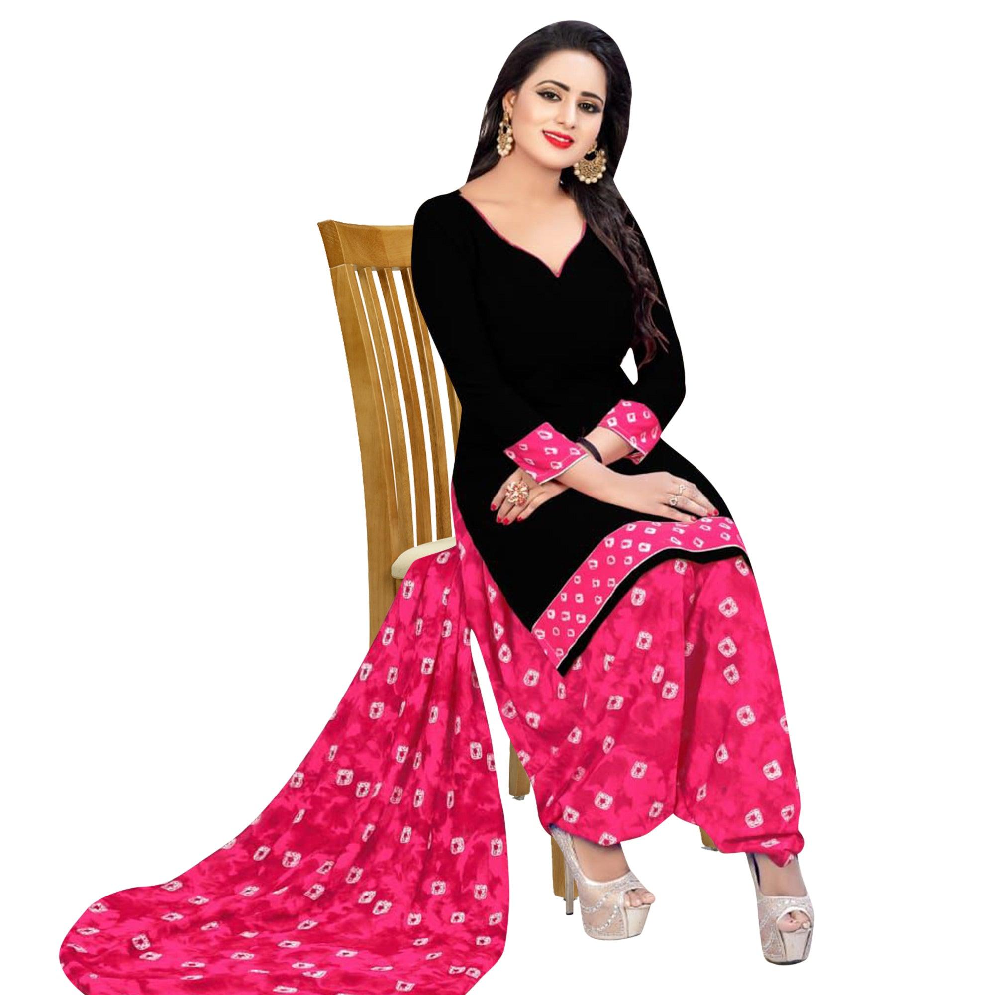 Casual Wear Printed Crepe Dress Material - Pack Of 3 - Peachmode