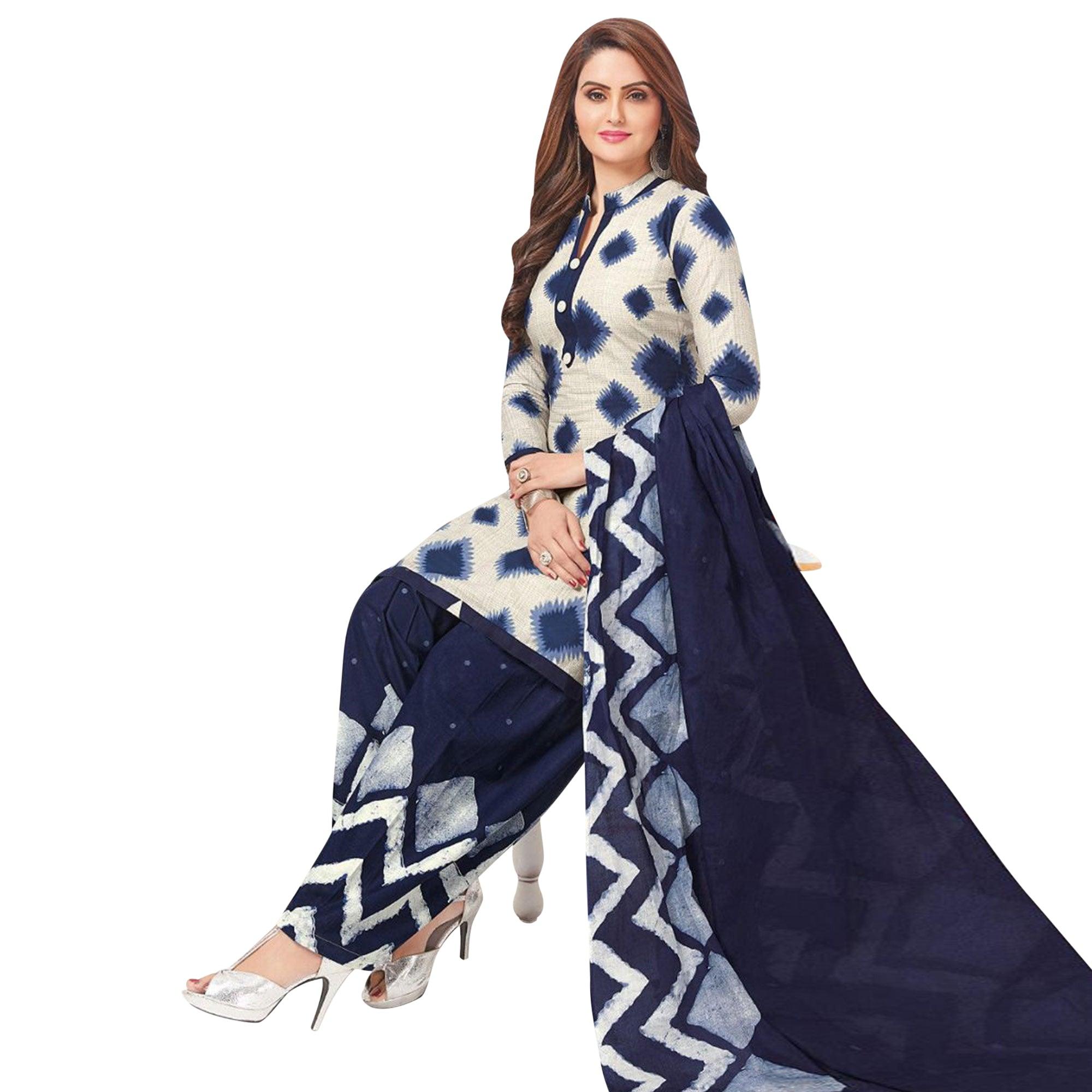 Casual Wear Printed Crepe Dress Material - Pack Of 3 - Peachmode