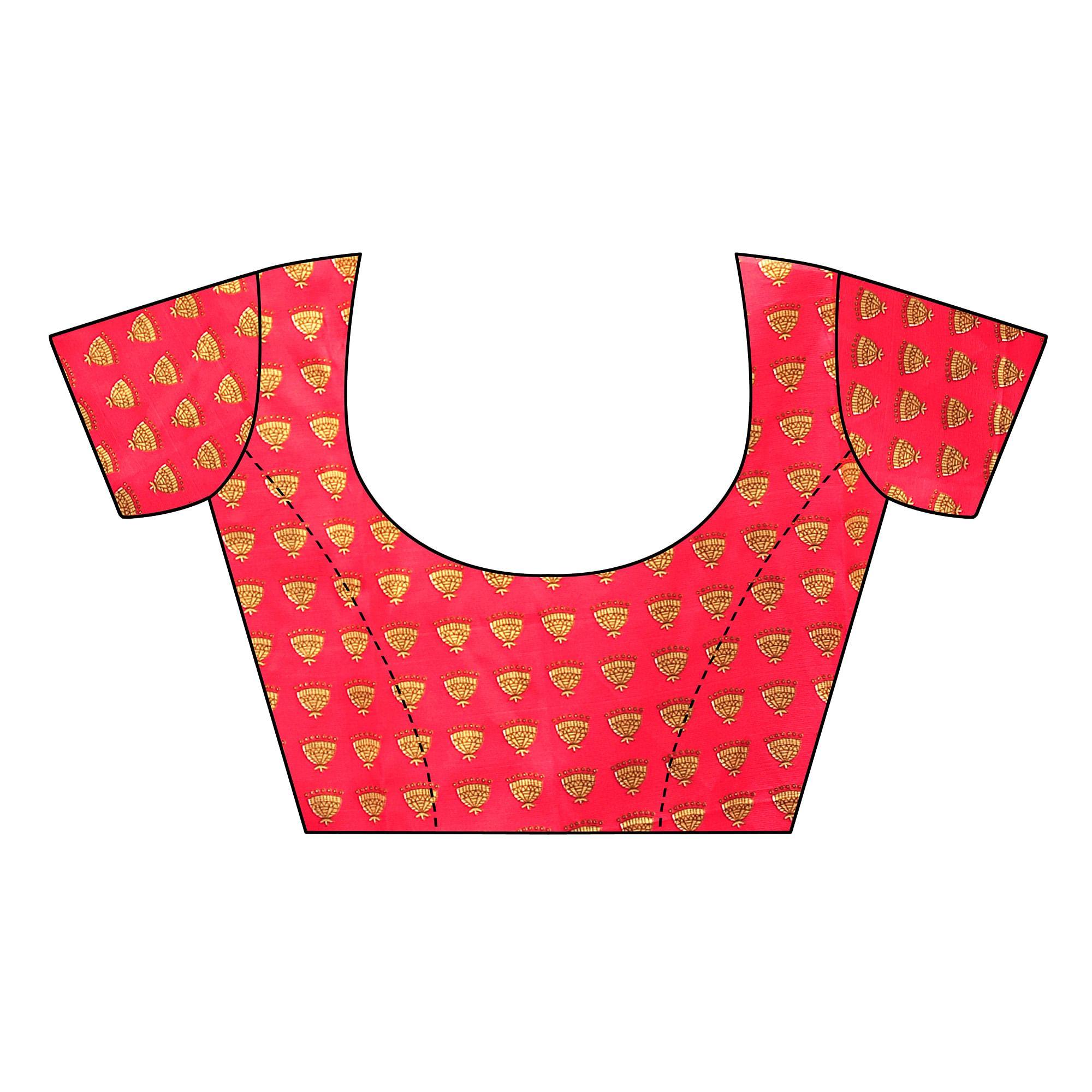 Charming Off White-Red Colored Festive Wear Printed Mysore Silk Saree - Peachmode