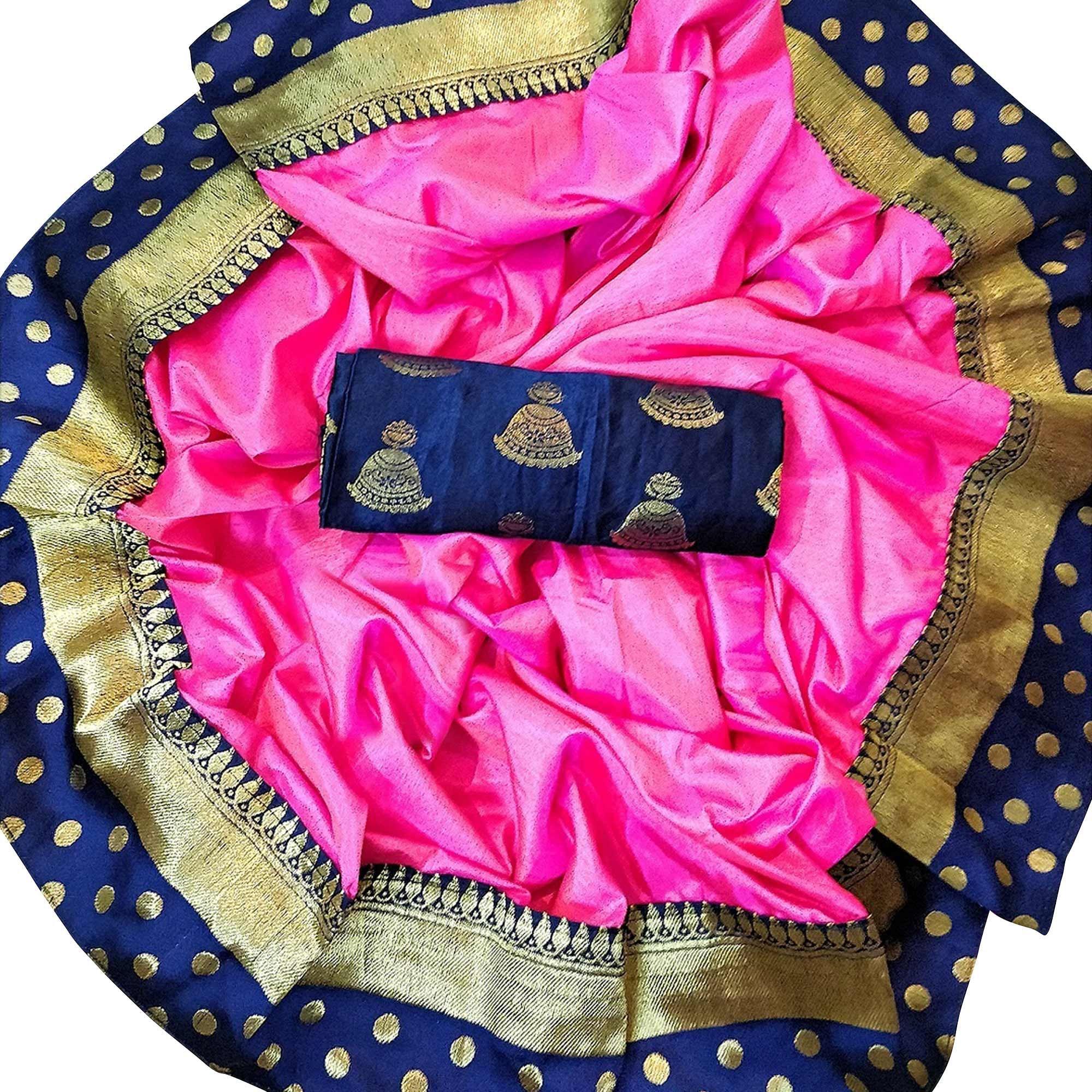 Charming Pink Colored Festive Wear Silk Saree - Peachmode