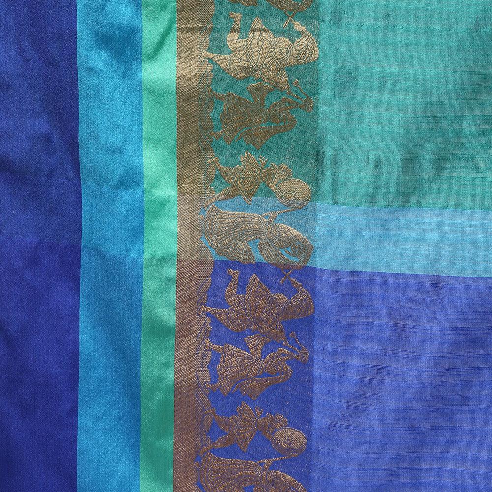 Charming Turquoise Green Colored Festive Wear Cotton Weaving Saree - Peachmode