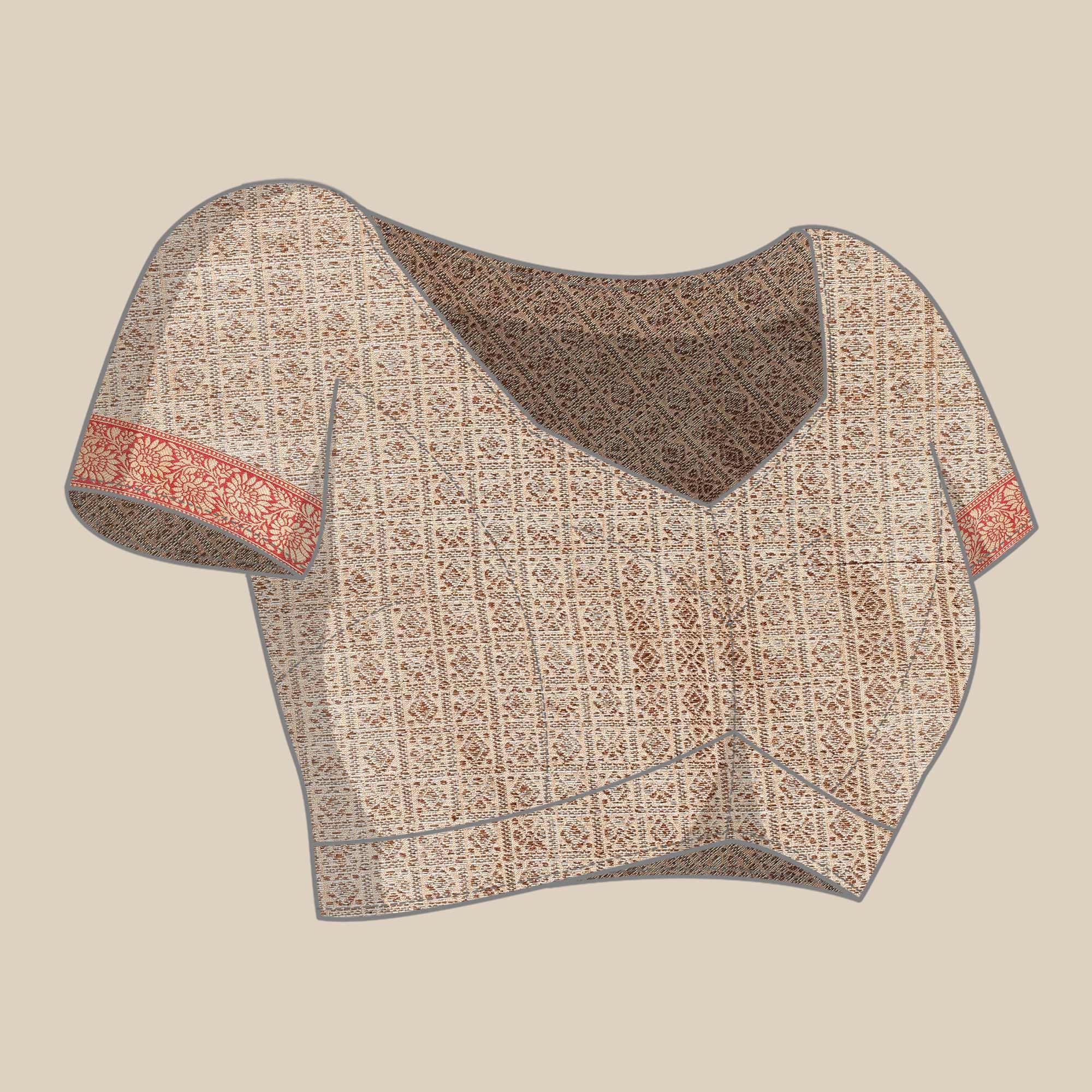 Chikoo Woven Cotton Silk Saree With Tassels - Peachmode