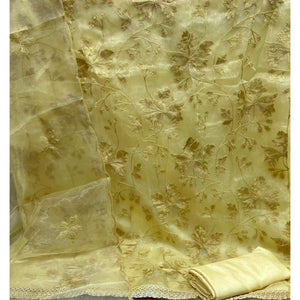 Chiku Embroidered Organza Dress Material - Peachmode