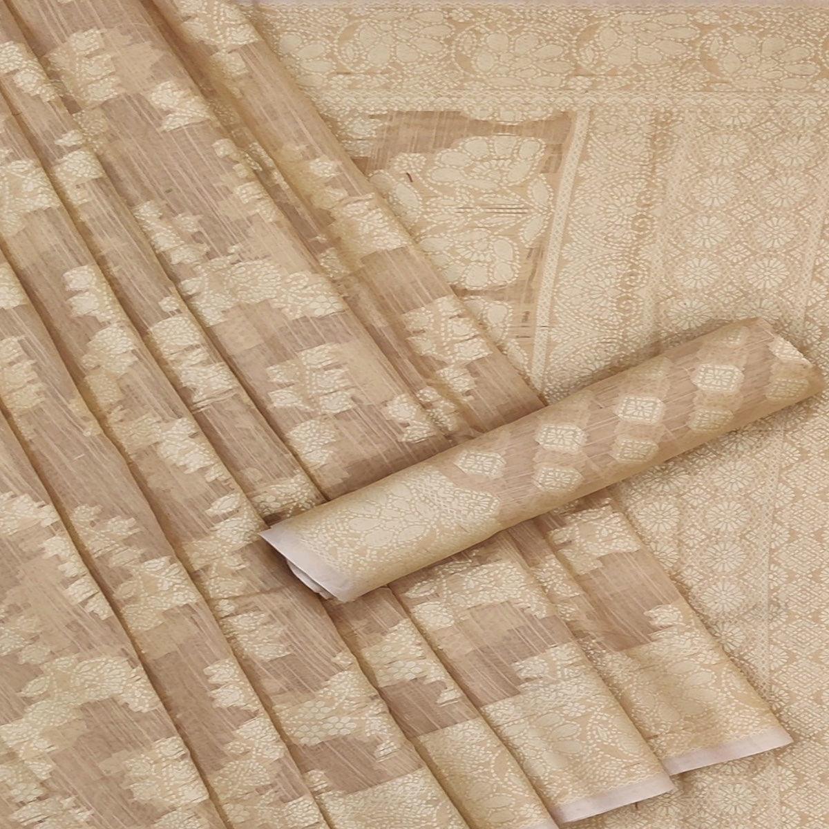 Chiku Festive Wear Woven Cotton Saree - Peachmode
