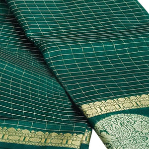 Classy Dark Green Colored Festive Wear Woven Silk Saree - Peachmode