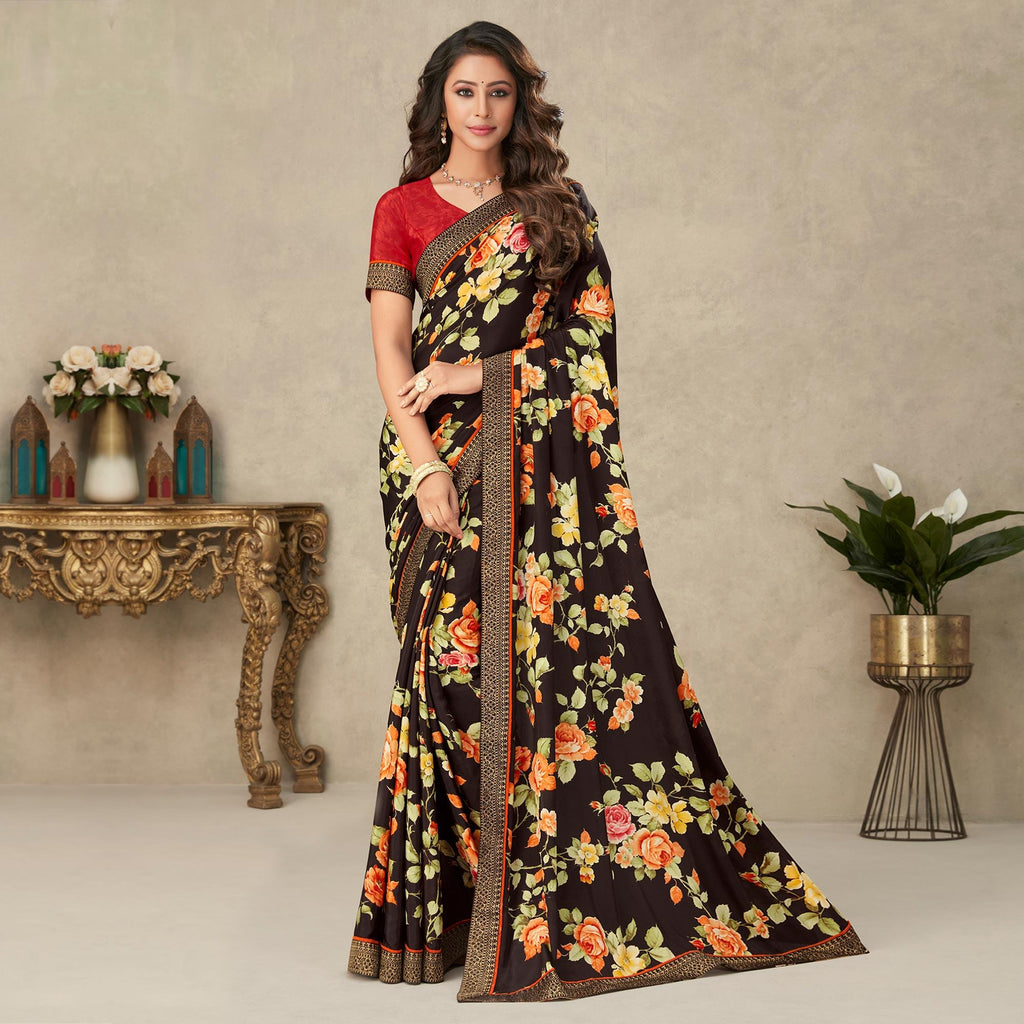 Paradise Blooms Printed Crepe Saree