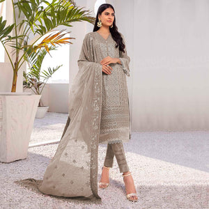 Coffee Embroidered Georgette Pakistani Suit - Peachmode