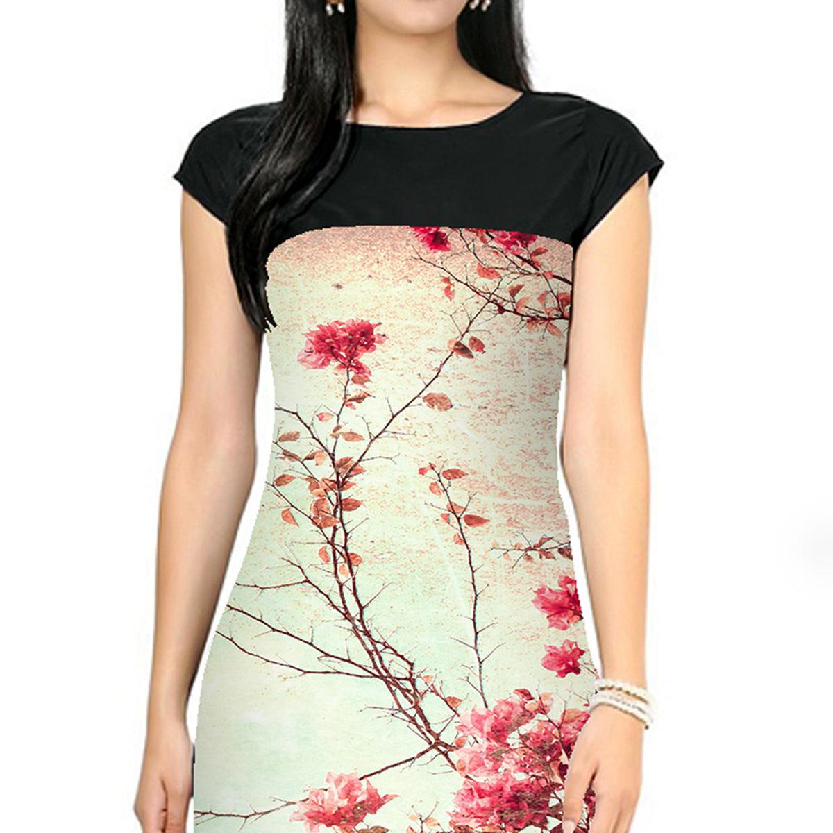 Cream Colored Casual Floral Print Kurti - Peachmode