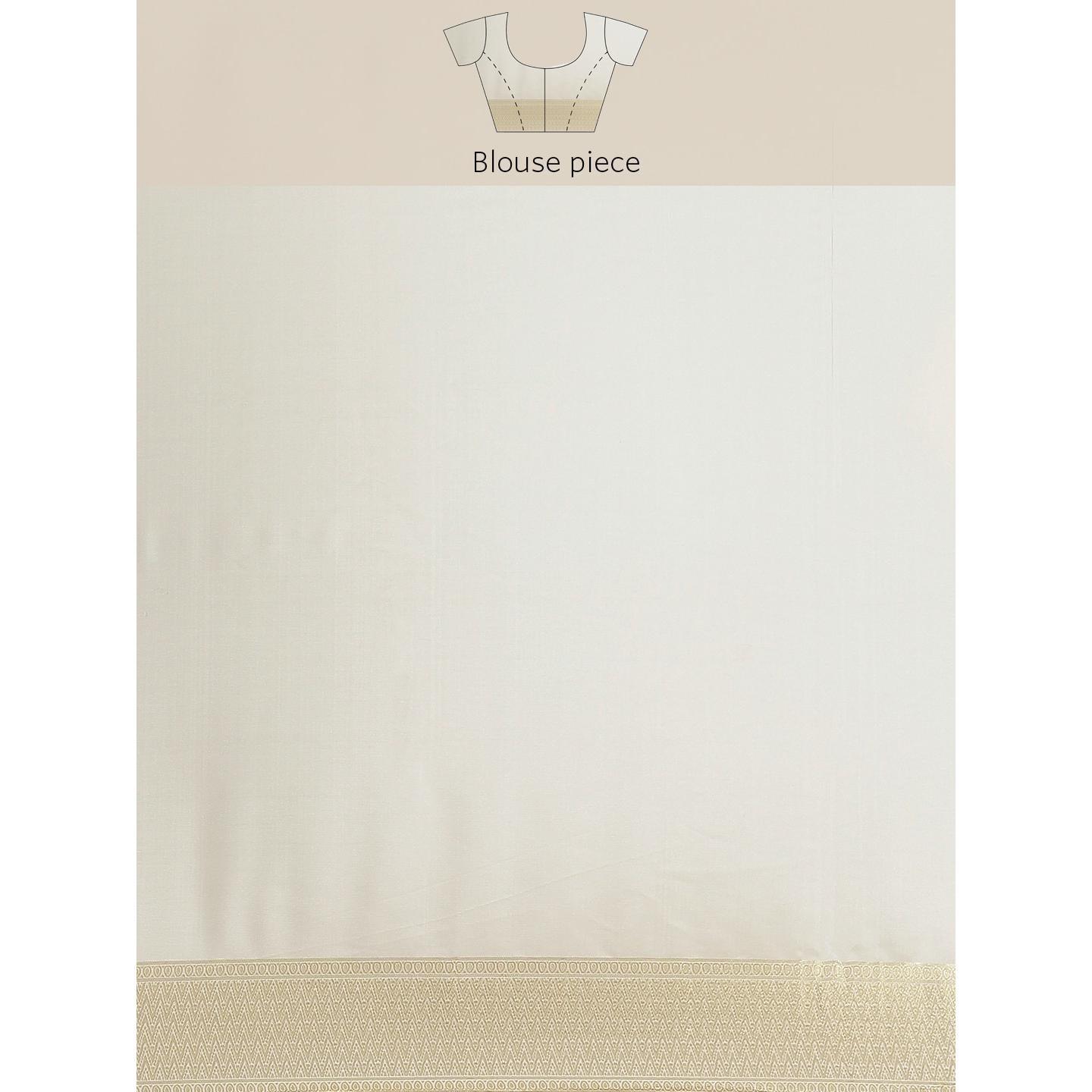 Cream Festive Wear Woven Kanjivaram Silk Saree - Peachmode