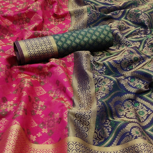 Dark Pink Festive Wear Woven Patola Silk Saree - Peachmode