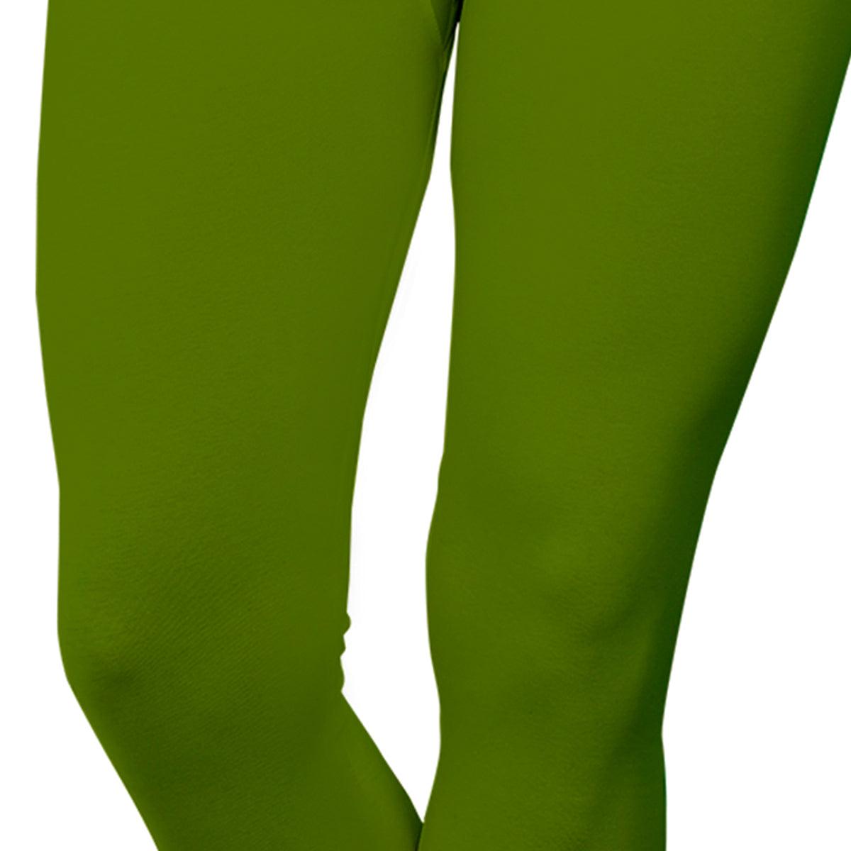 Dazzling Green Colored Casual Wear Ankle Length Leggings - Peachmode