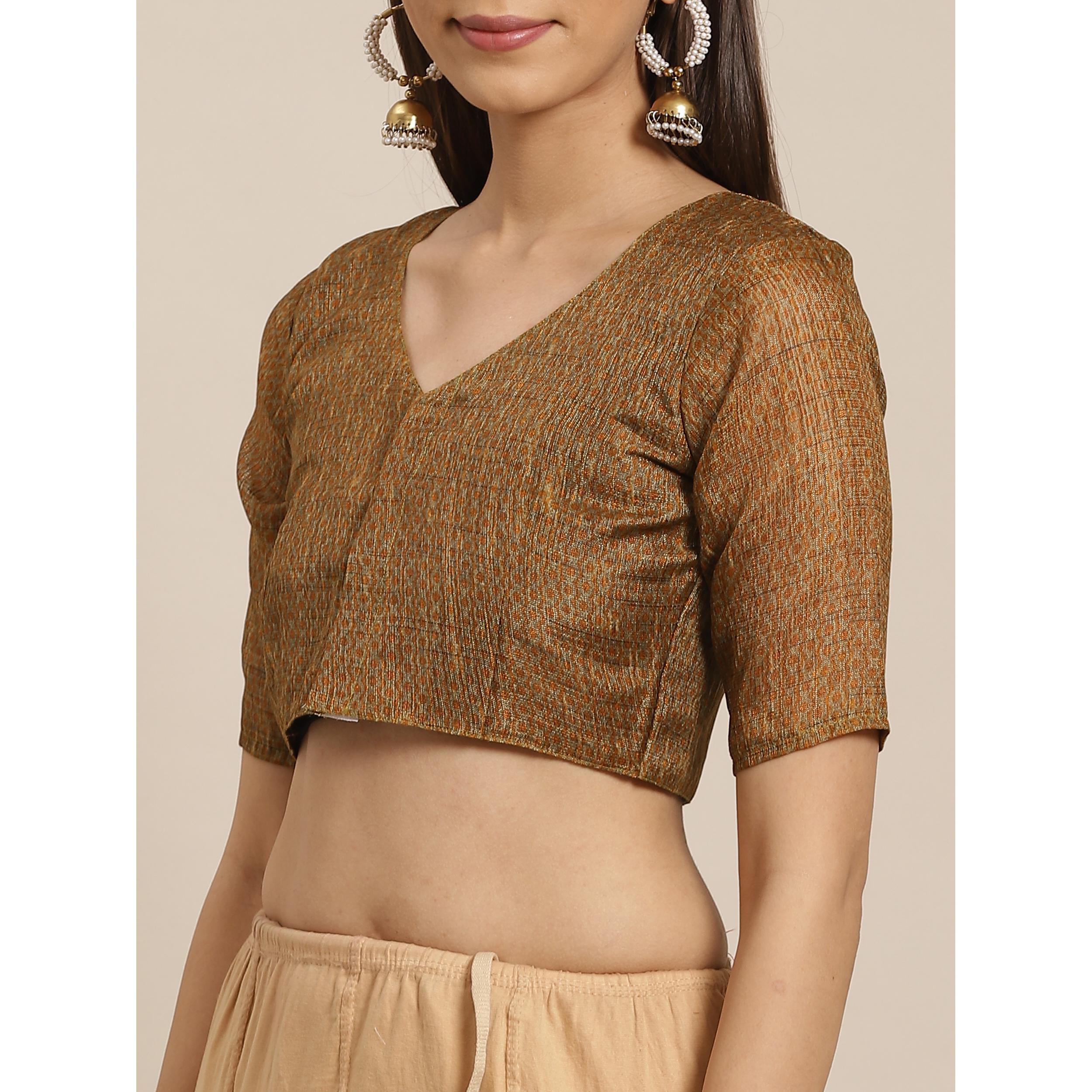 Dazzling Grey - Mustard Colored Casual Wear Printed Silk blend Saree - Peachmode