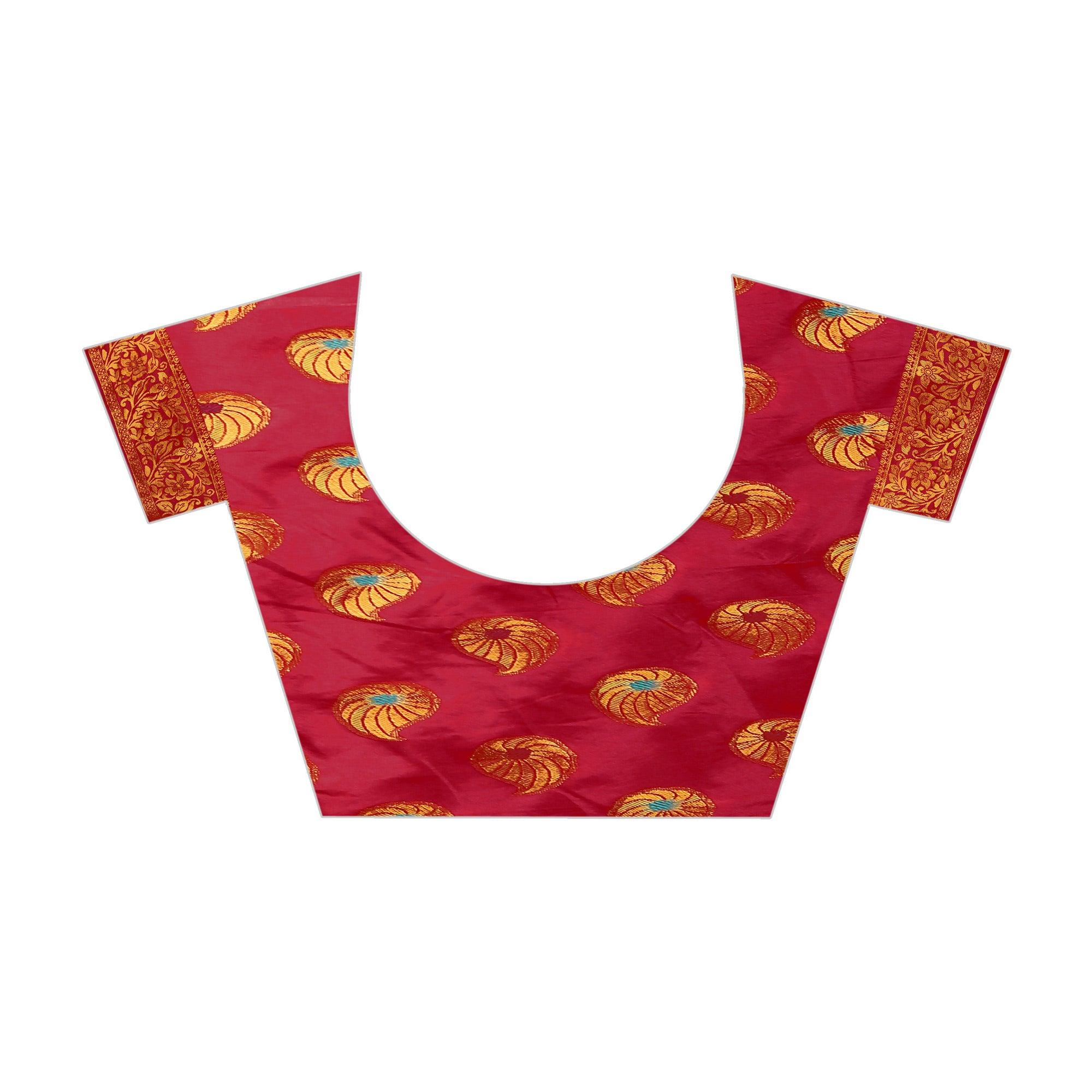 Dazzling Orange Colored Festive Wear Woven Art Silk Saree - Peachmode