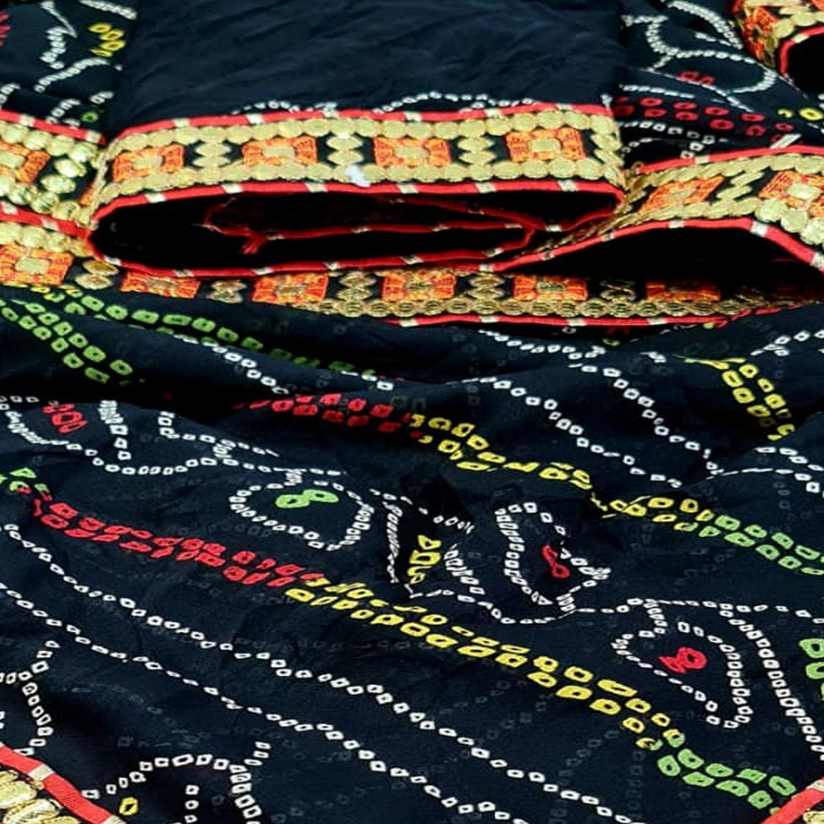 Delightful Dark Navy Blue Colored Festive Wear Woven Moss Georgette Saree - Peachmode