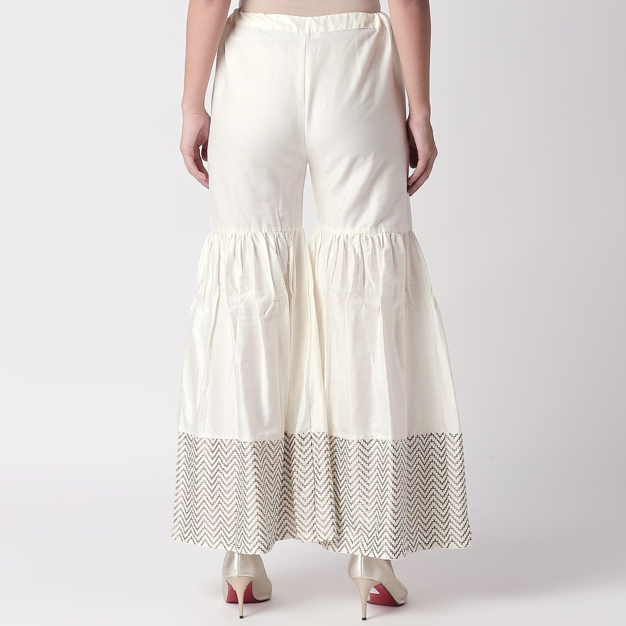 Delightful Red Colored Casual Embroidered Silk Kurti-Sharara Set - Peachmode