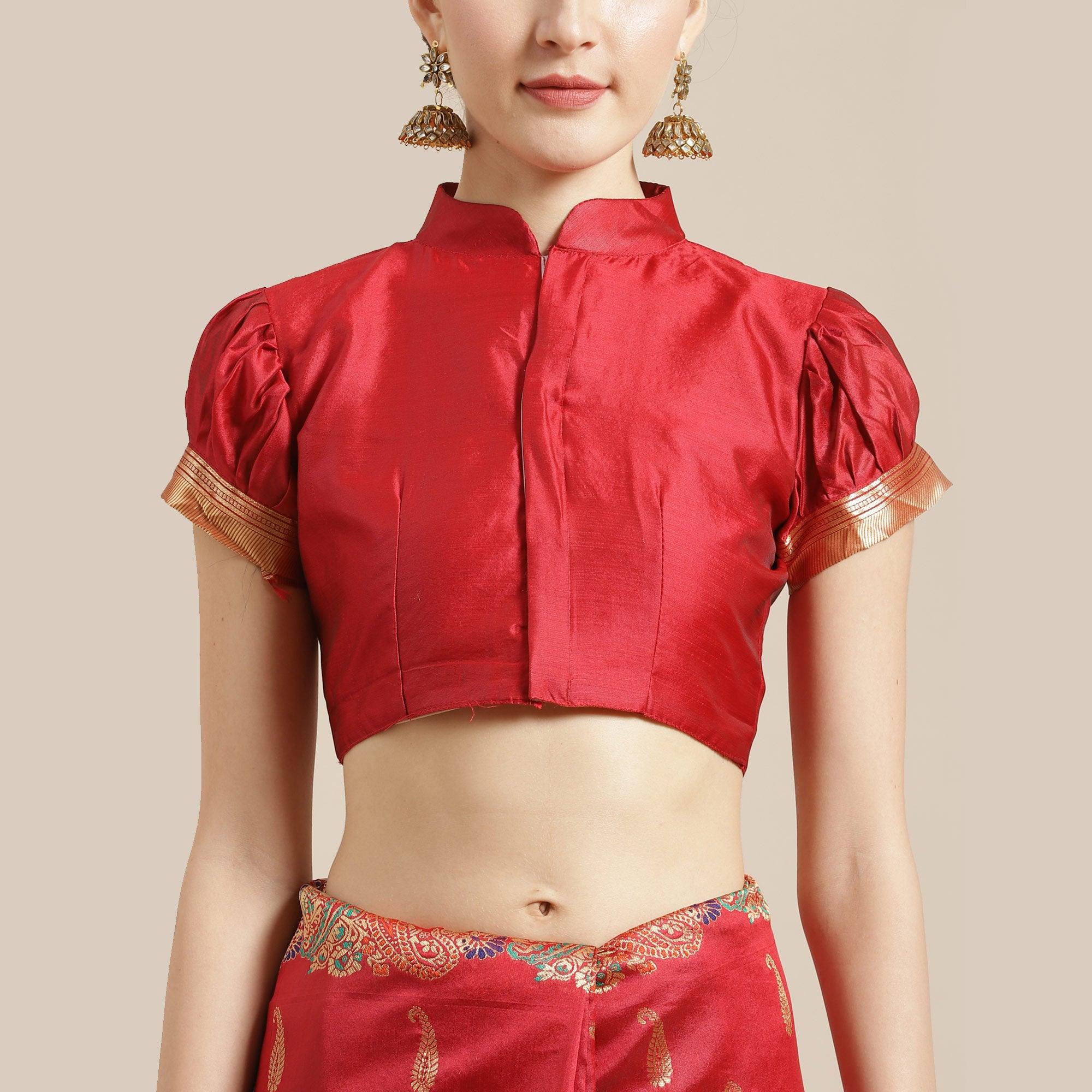 Delightful Red Colored Festive Wear Woven Silk Blend Saree - Peachmode