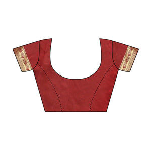 Demanding Maroon Colored Festive Wear Woven Jacquard Saree - Peachmode