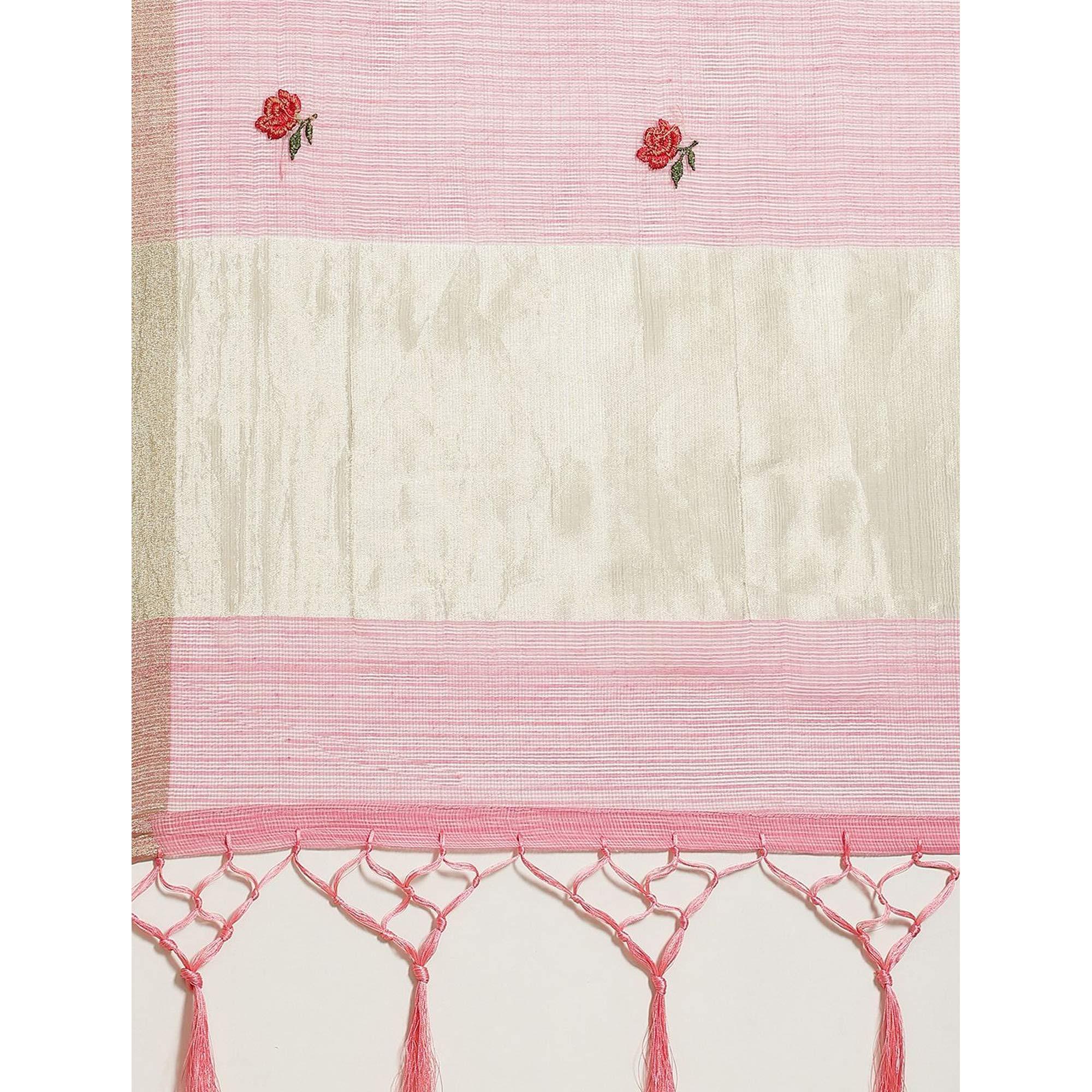 Demanding Pink Colored Casual Wear Embroidered Art Silk Saree - Peachmode
