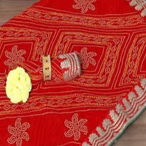 Demanding Red Coloured Casual Wear Printed Georgette Saree - Peachmode