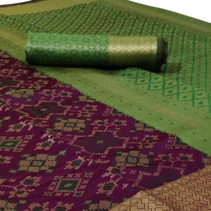 Desirable Dark Purple Colored Festive Wear Woven Silk Saree - Peachmode