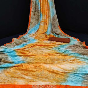 Desirable Orange Colored Embossed Floral Pattern Casual Wear Jacqaurd Dola Silk Saree - Peachmode