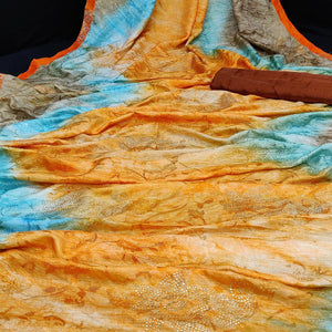 Desirable Orange Colored Embossed Floral Pattern Casual Wear Jacqaurd Dola Silk Saree - Peachmode