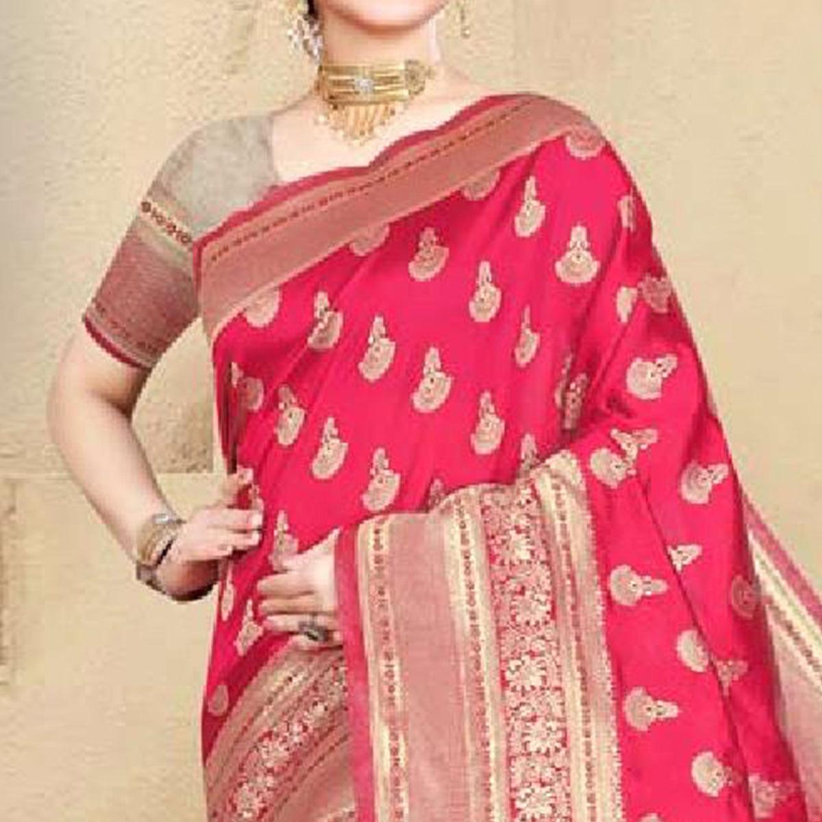 Desirable Pink Colored Festive Wear Woven Art Silk Saree - Peachmode