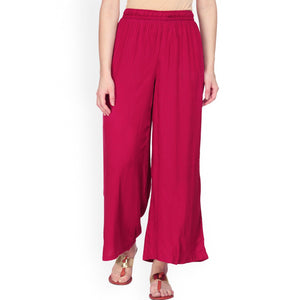 Elegant Pink Colored Casual Wear Rayon Palazzo - Peachmode