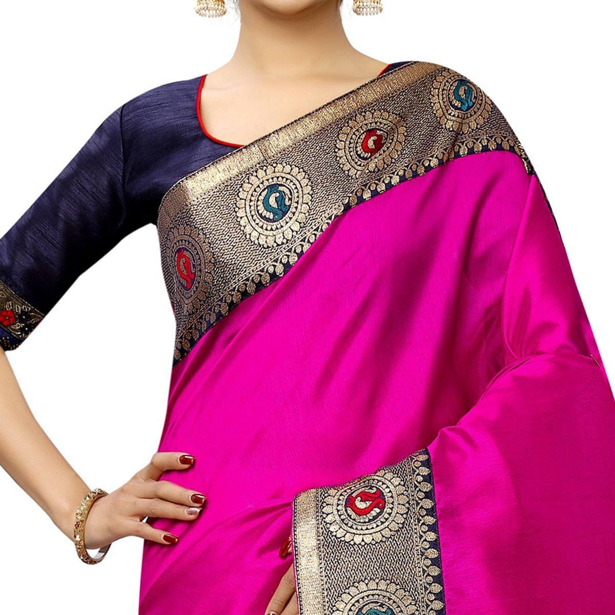 Elegant Pink Colored Festive Wear Printed Georgette saree - Peachmode