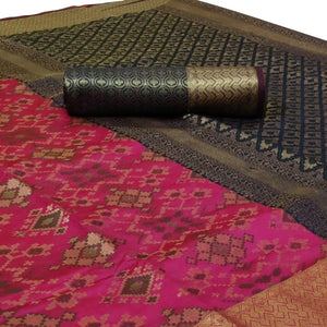 Elegant Pink Colored Festive Wear Woven Silk Saree - Peachmode