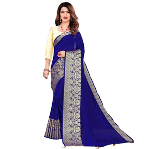 Elegant Royal Blue Colored Festive Wear Woven Art Silk Saree With Tassels - Peachmode