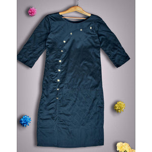 Energetic Navy Blue Colored Partywear Embroidered Viscose Kurti - Peachmode