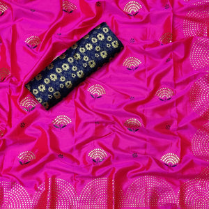 Energetic Pink Colored Festive Wear Woven Two Tone Sana Silk Saree - Peachmode