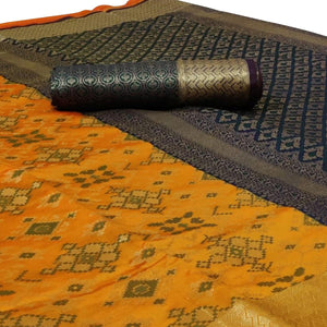 Energetic Yellow Colored Festive Wear Woven Silk Saree - Peachmode